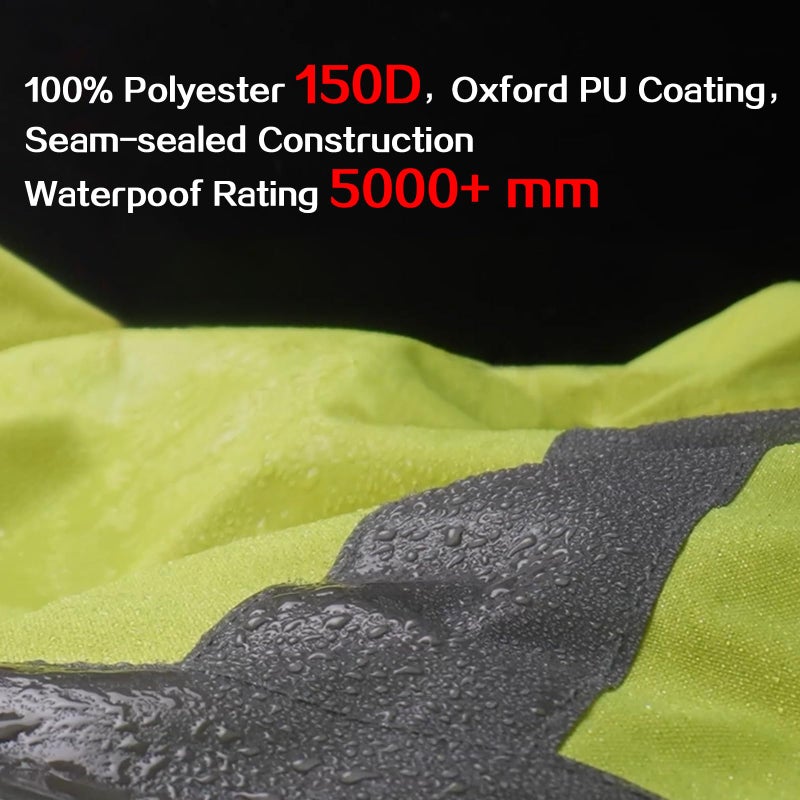DPSAFETY Reflective Rain jackets for men waterproof,Hi Vis Rain Coat With 3M Reflective Strips,High Visibility Class 3 Rain Gear With 2 large pockets,Zipper,Black Bottom Lime,5XL - Image 4